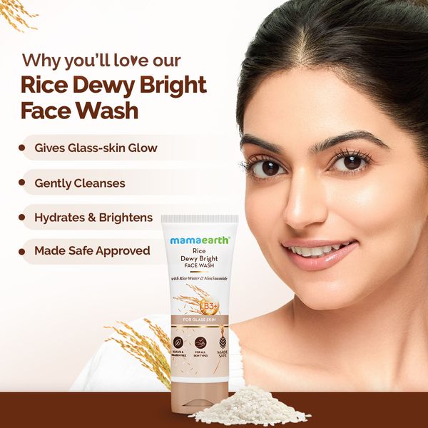Rice Dewy Bright Face Wash With Rice Water & Niacinamide for Glass Skin - 100 ml