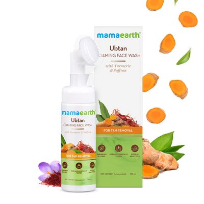 mamaearth Ubtan Foaming Face Wash with Turmeric and Saffron for Tan Removal