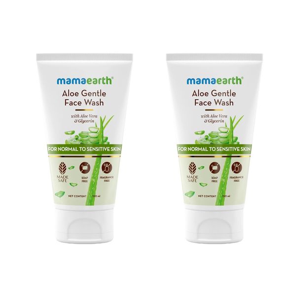 mamaearth aloe gentle face wash for sensitive and normal skin pack of 2 (150 ml)