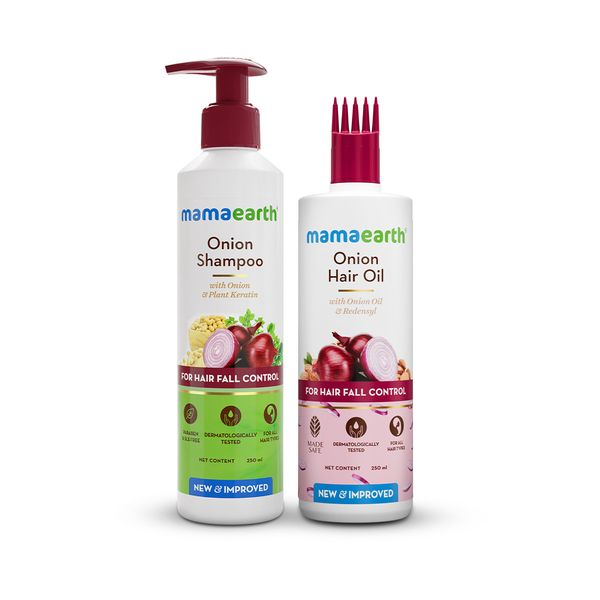 Mamaearth Onion Hair Oil and Shampoo Combo 250+250 ml