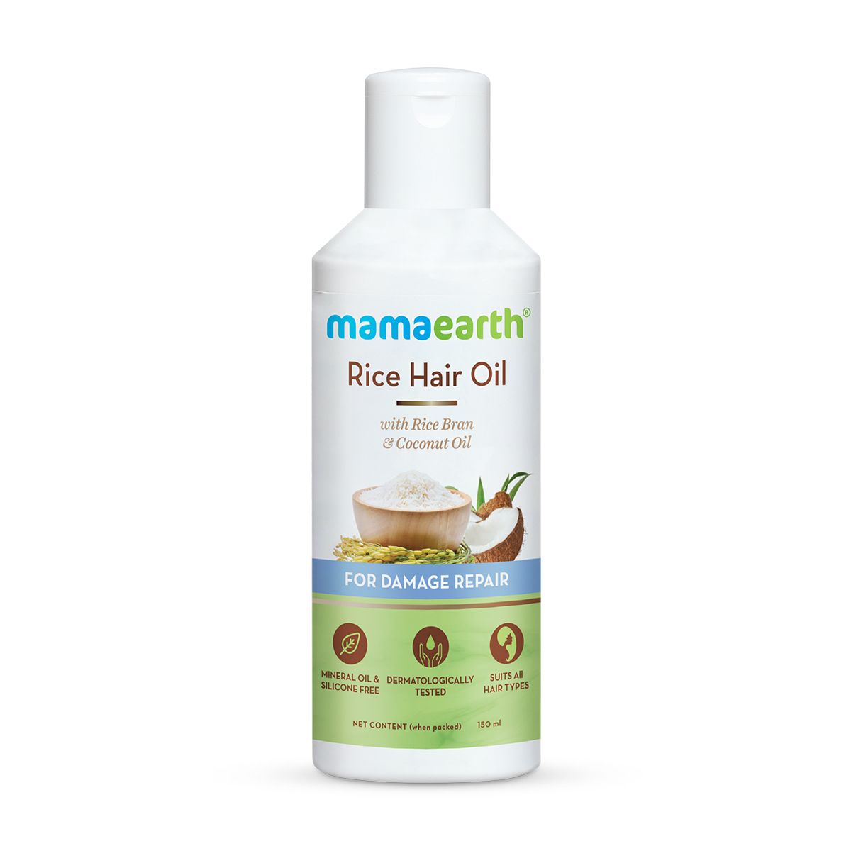 Rice Hair Oil with Rice Bran & Coconut Oil For Damage Repair – 150ml