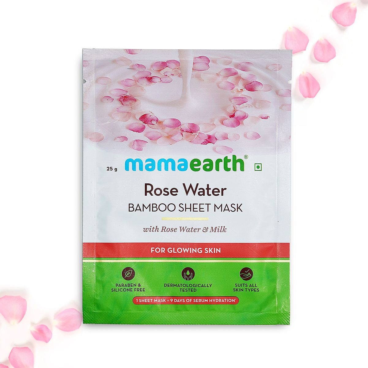 Mamaearth Rose Water Bamboo Sheet Mask for Glowing Skin 25 g