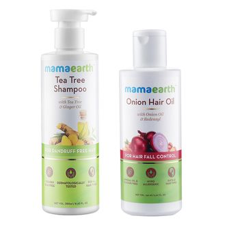 Mamaearth Tea Tree Shampoo and Onion Hair Oil Combo
