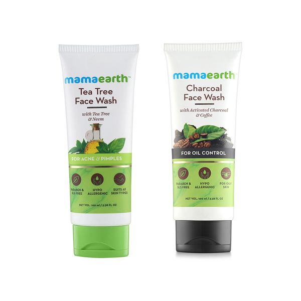 Buy Mamaearth Tea Tree Face Wash and Charcoal Face Wash Combo Online in ...