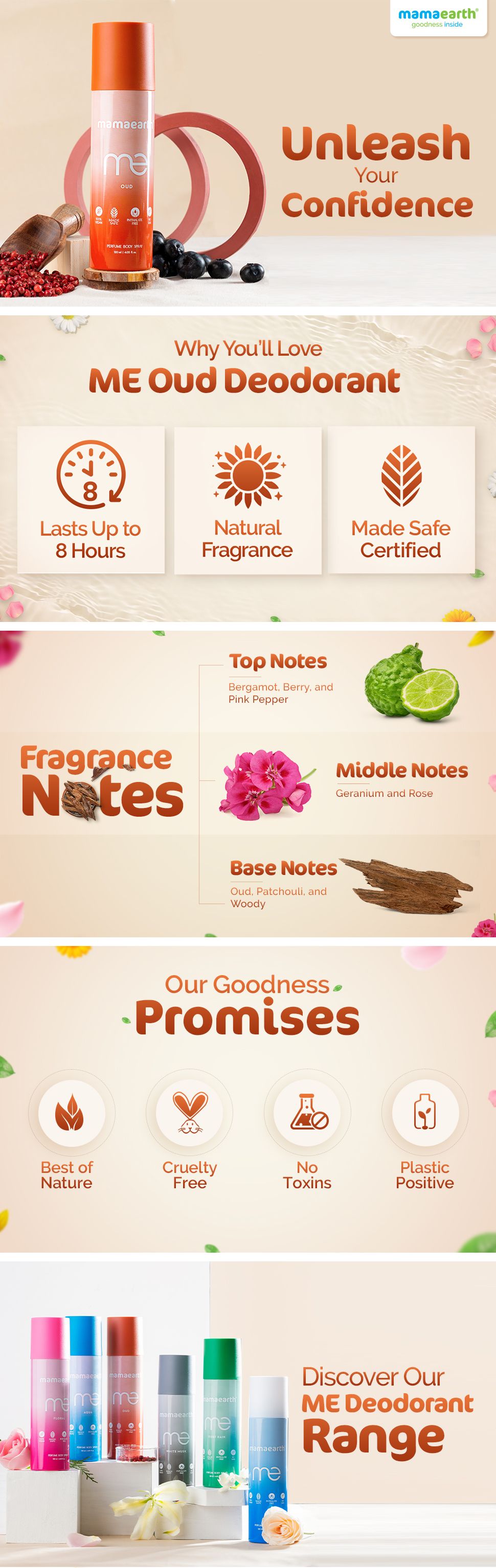 Mamaearth Oud Deodorant 120ml Lasts up to 8 hours Safe & Natural