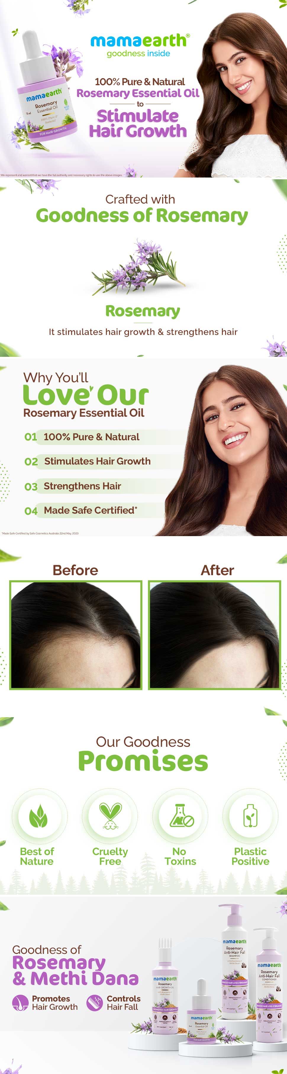 Rosemary Essential Oil for Hair Growth & Strengthens -15ml