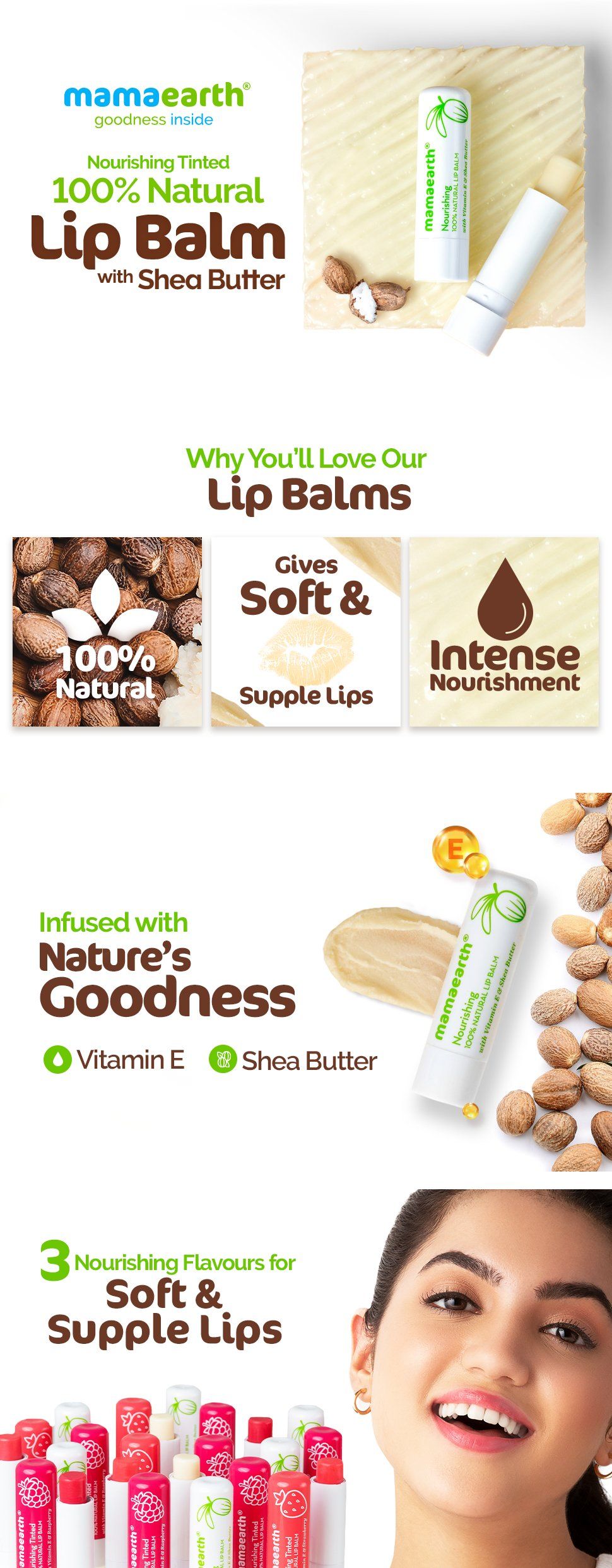 Nourishing 100% Natural Lip Balm with Vitamin E and Shea Butter
