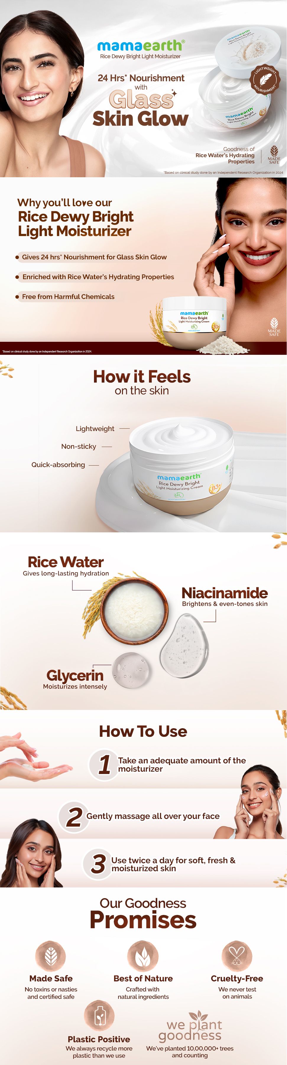 Rice Dewy Bright Light Moisturizing Cream with Rice Water & Niacinamide ...
