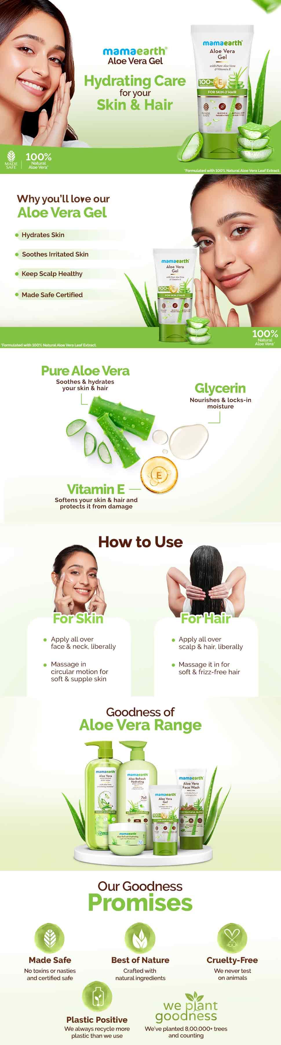Aloe Vera Gel for Skin & Hair - 150 ml