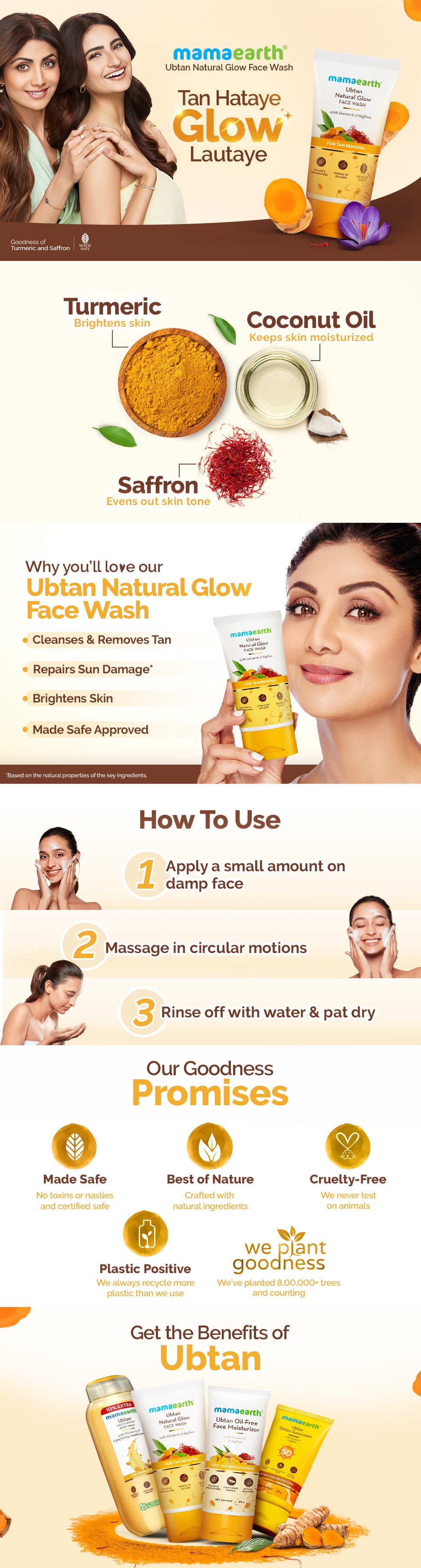 Ubtan face wash mamaearth Removes Tan