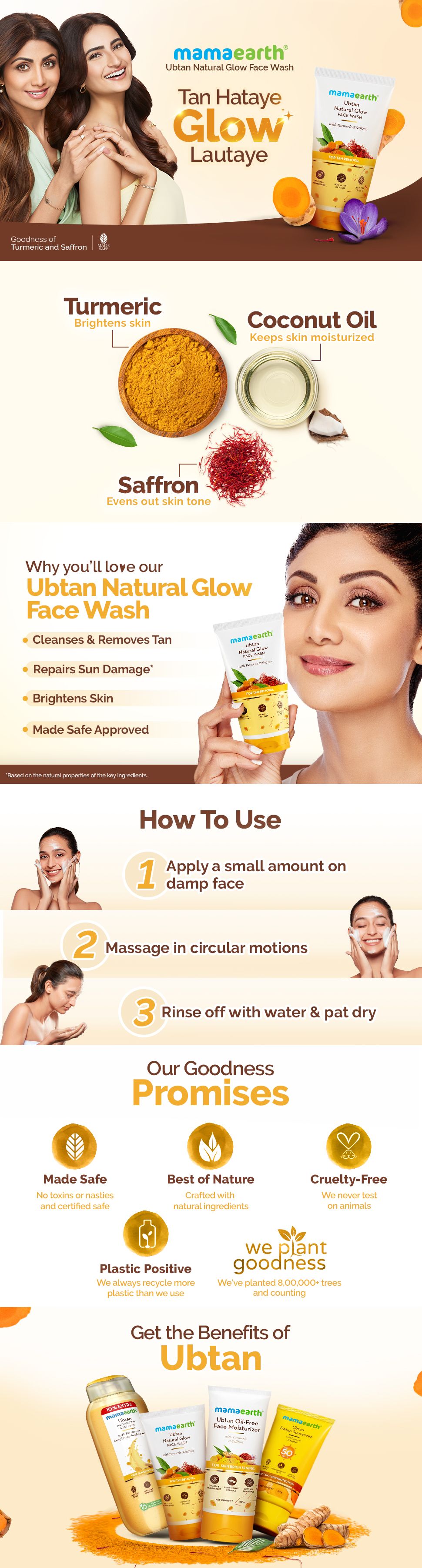 Ubtan face wash mamaearth Removes Tan