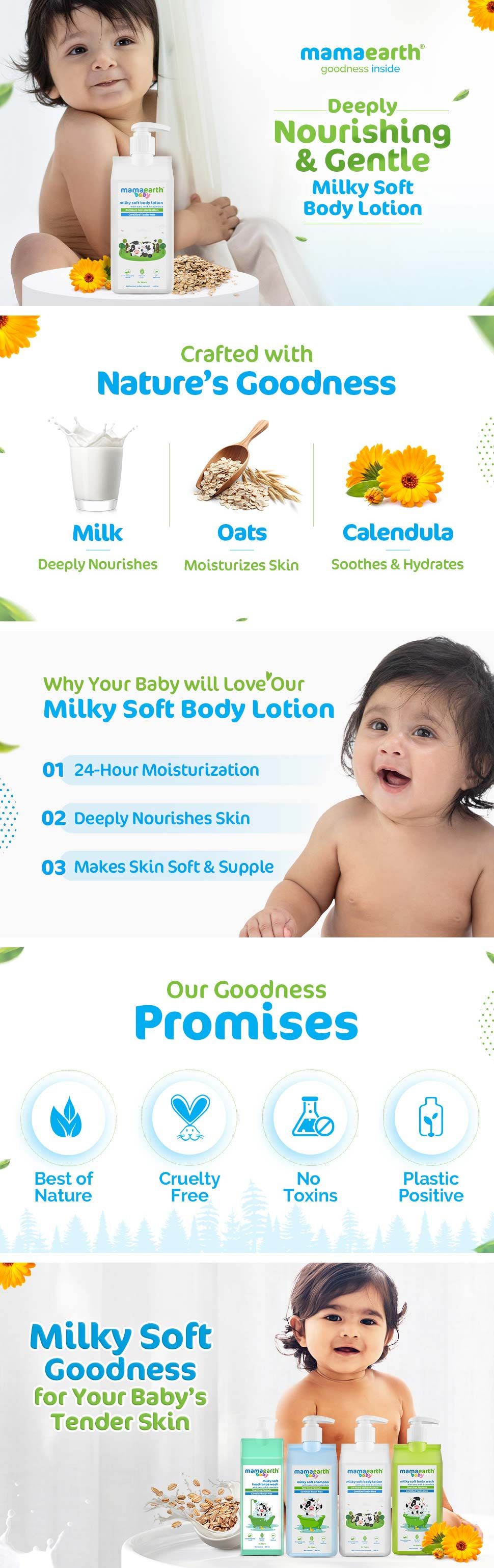 Milky Soft Body Lotion for Babies with Oats, Milk and Calendula - 400ml