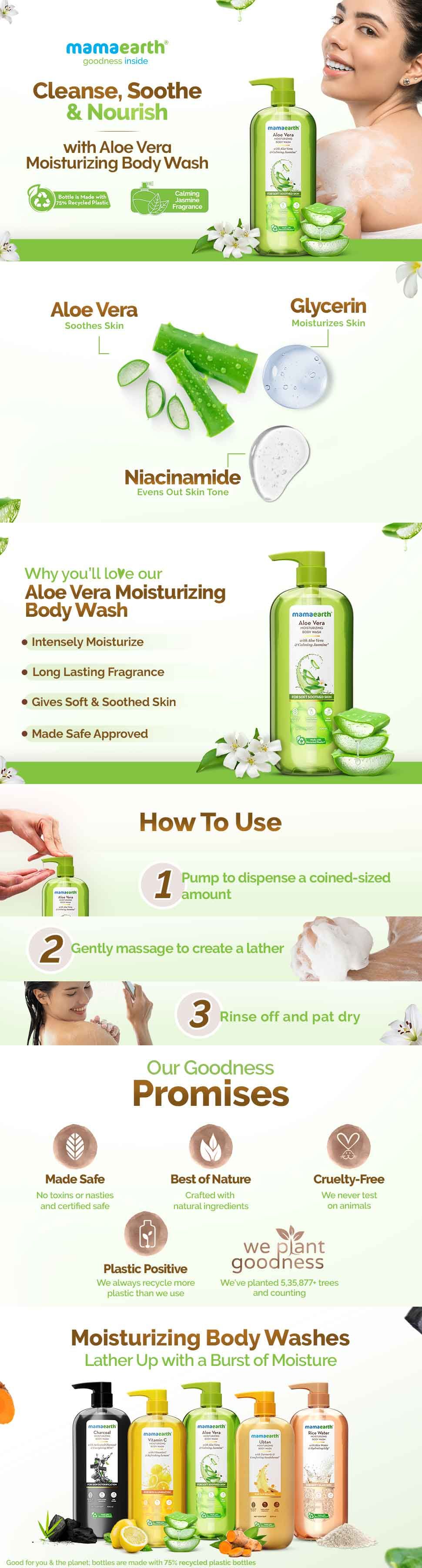 Aloe Vera Moisturizing Body Wash with Aloe Vera & Calming Jasmine For Soft & Soothed Skin