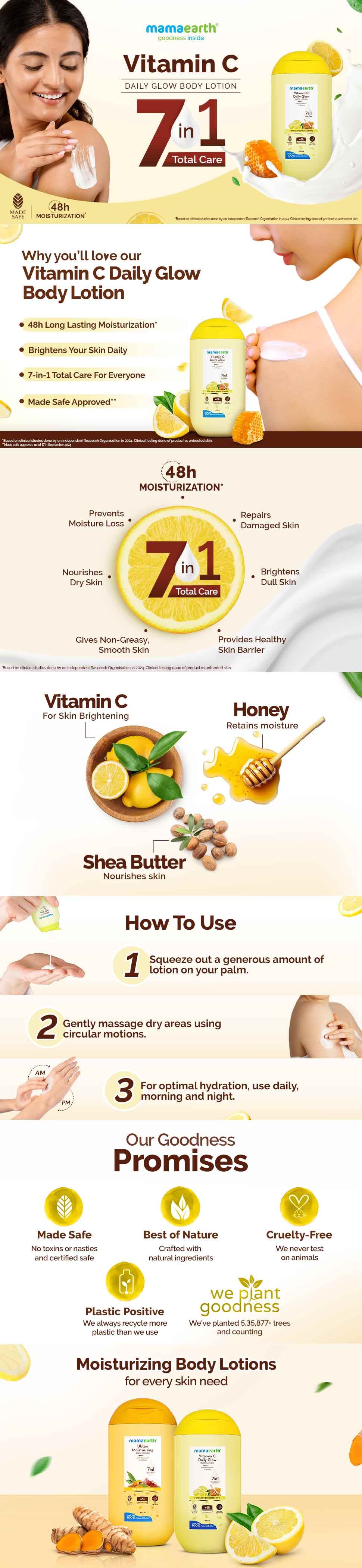 Mamaearth Vitamin C Daily Glow Body Lotion For Skin Brightening 100 ml