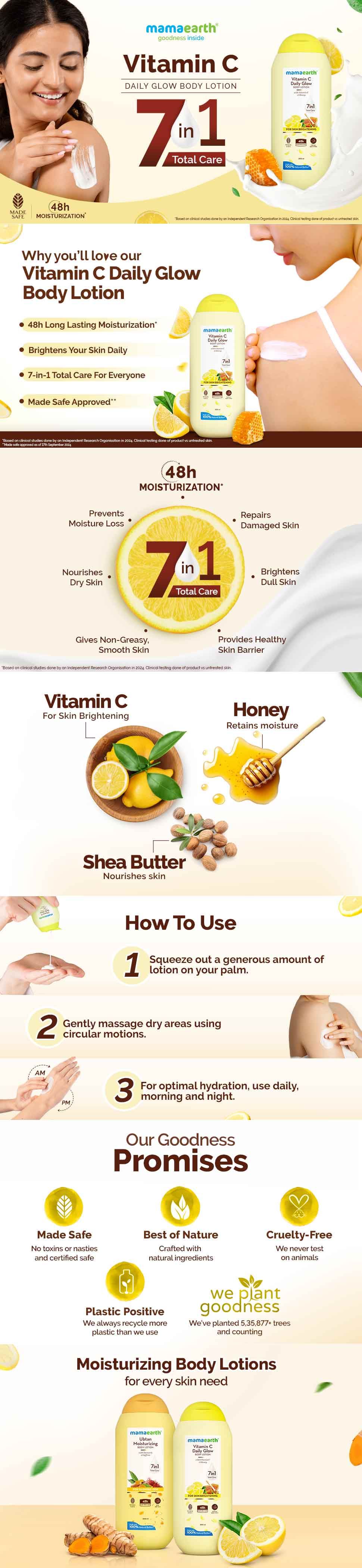 Mamaearth Vitamin C Daily Glow Body Lotion For Skin Brightening 200 ml