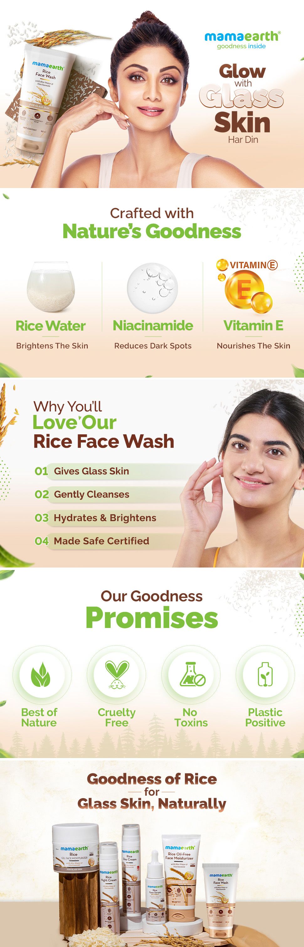 Mamaearth Rice Face Wash With Rice Water & Niacinamide for Glass Skin